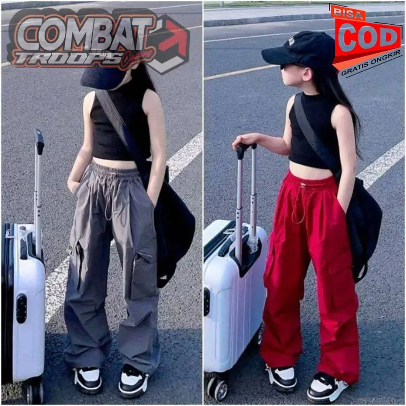 Kids Celana Cargo Pants Anak Perempuan 2 - 15 Tahun | Celana Kargo Anak Kekinian 1