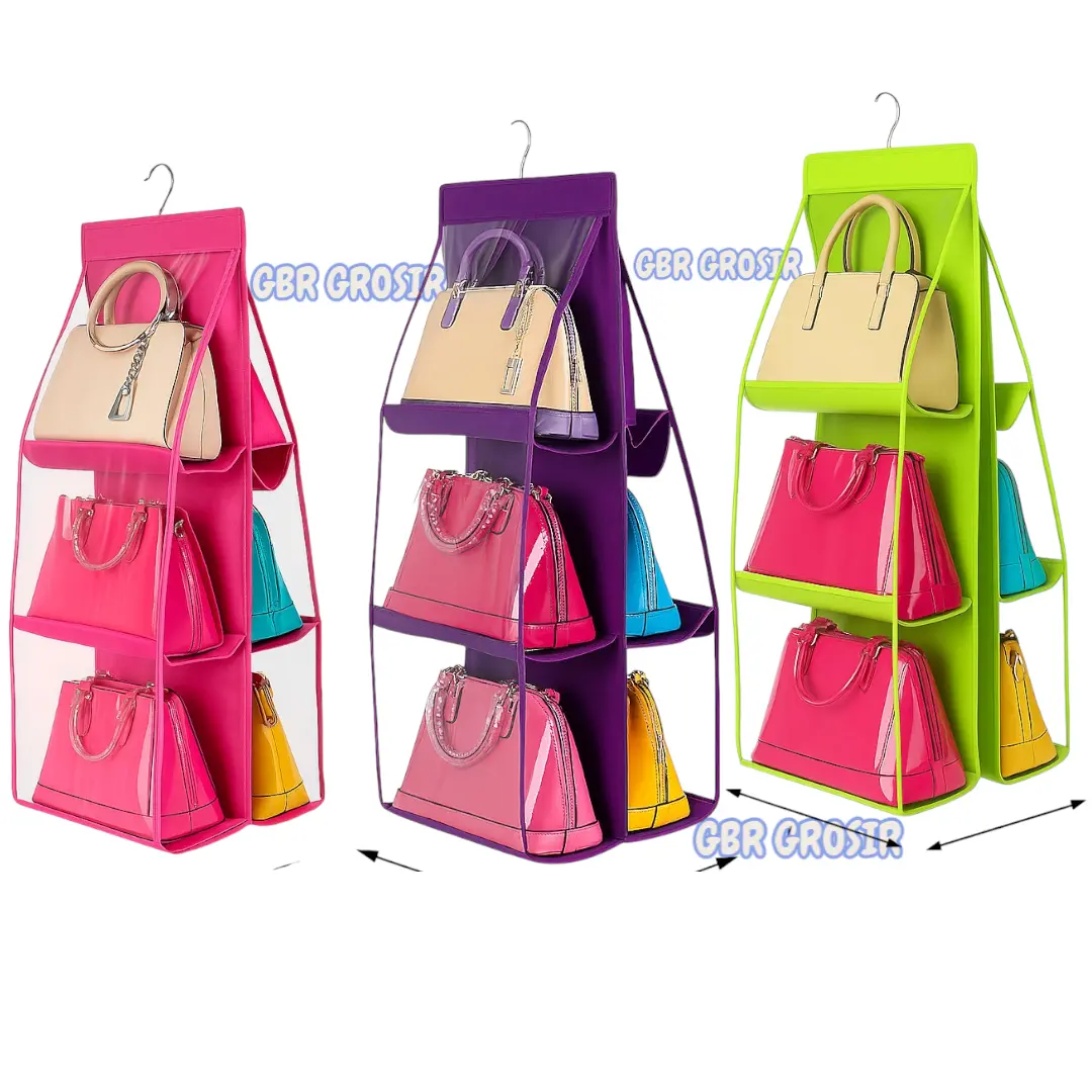 Rak Tas Gantung Sepatu Polos Plastik Susun Bag Organizer - Abu-abu, HB