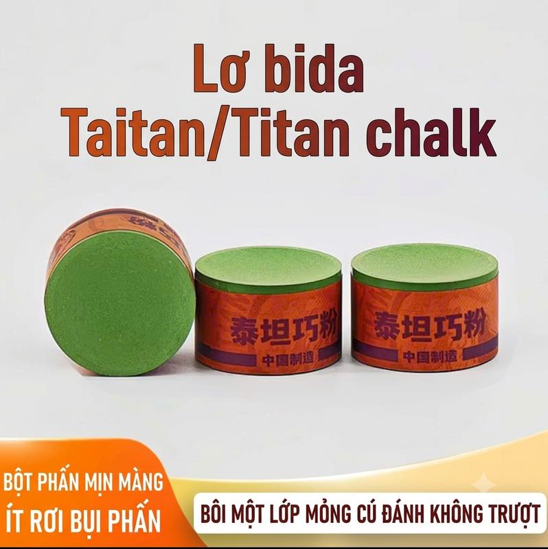 Lơ bida bi-a TITAN / TAITAN x CHALK siêu bám, không bụi - Tặng kèm hộp lơ