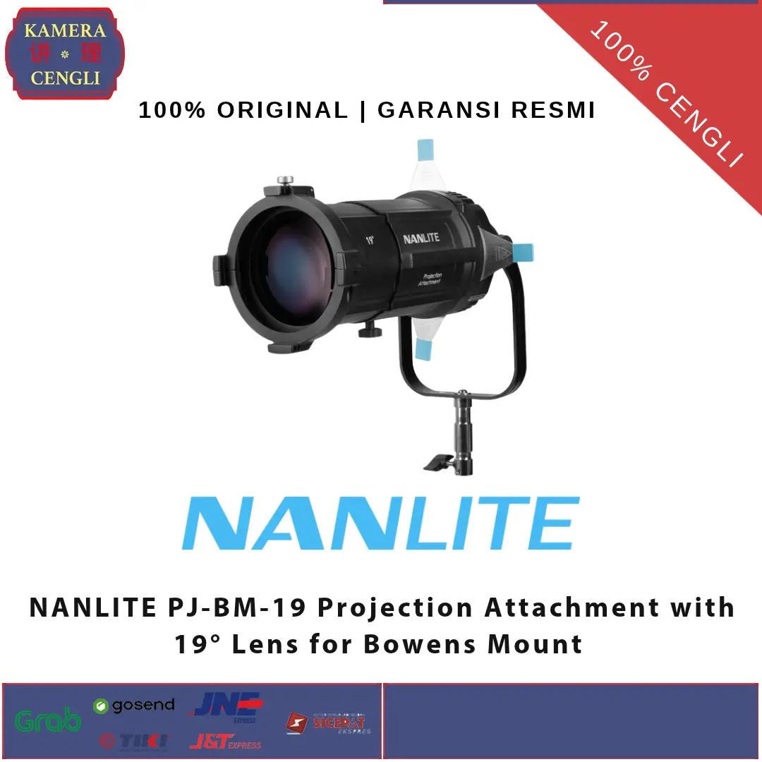NANLITE PJ-BM-19 Projection Attachment with 19° Lens for Bowens Mount GARANSI RESMI