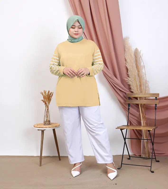 Kaos Wanita Lengan Panjang / Atasan Lengan Lengan Manset / Koas Oversize Wanita / LD 120 PJ 80 Baju Lembut Samping Variasi Basic Polos Hitam Top Tangan manset Muslim Dalaman 6