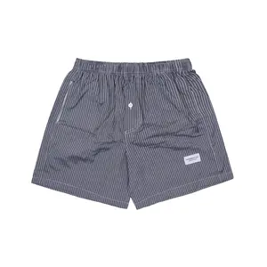 LOOKBACK Celana boxer salur lidi Pria Wanita Celana Pendek Model Kancing Saku
