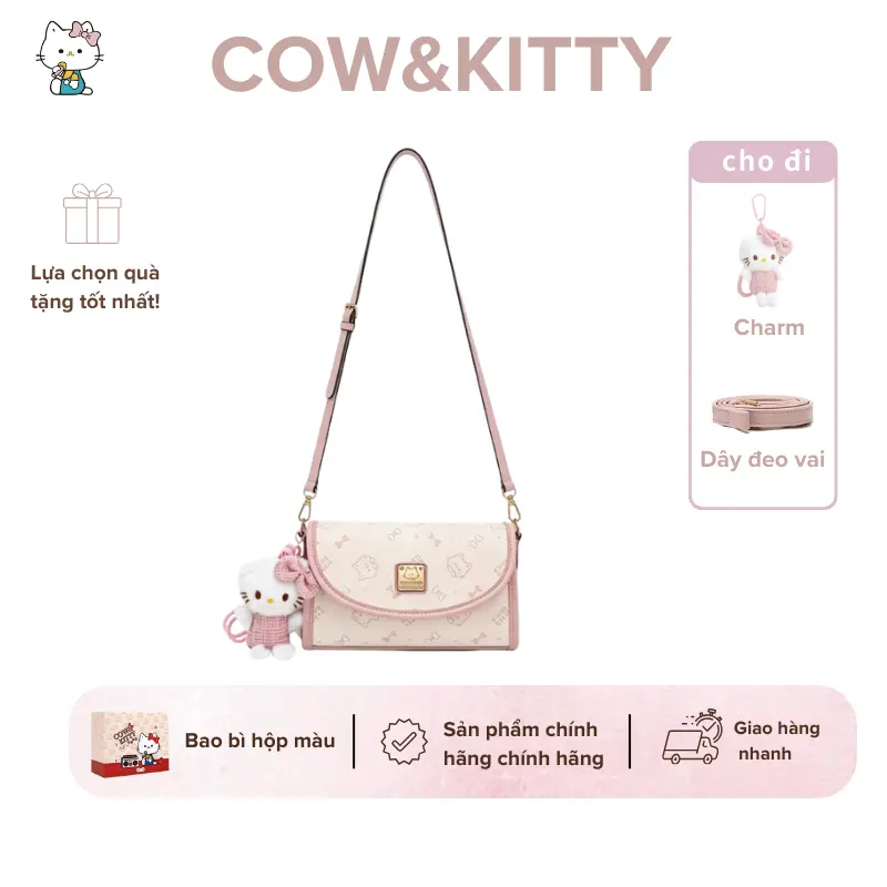 Cow&Kitty-túi xách nữ.Túi xách nữ kiểu dáng dễ thương, nhiều màu sắc để lựa chọn, kèm theo móc khóa hình mèo con, dây đeo vai và hộp đựng nhiều màu sắc. - 1