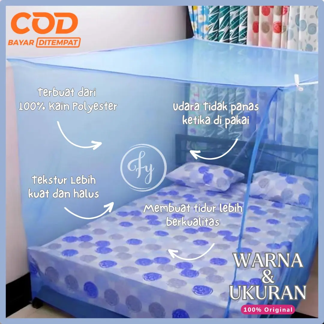 Kelambu Anti Nyamuk Super Premium 200x200cm Kain Polyester Kuat dan Halus gantung