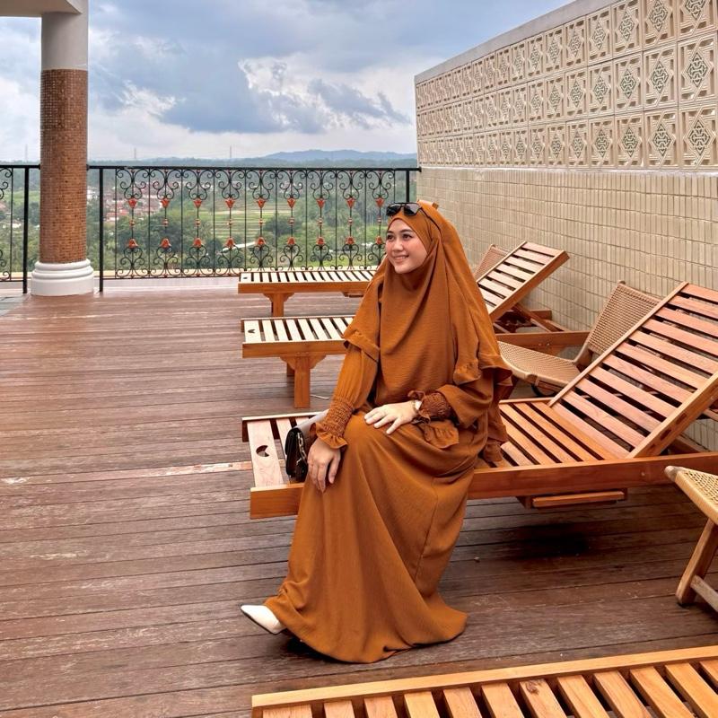 Shanum Gamis Set Syari Frenchkhimar Rempel Muslim All Size Crinkle Airflow Busui/ Gamis Lebaran Dewasa Dress Mewah Cantik Menyusui Wudhu Formal Panjang 7
