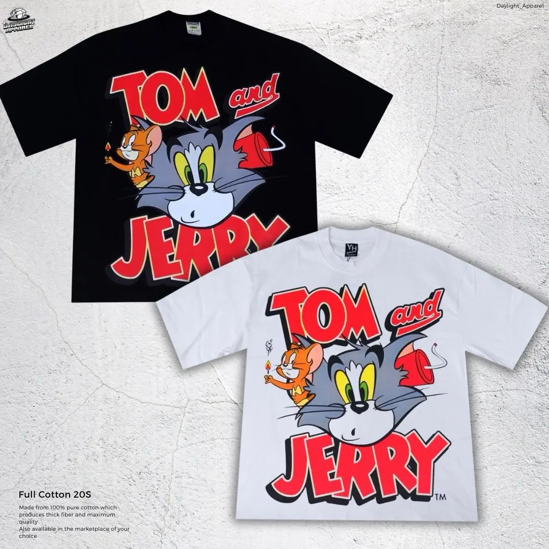 T-Shirt Tom Jerry - Oversized Model White & Black Series