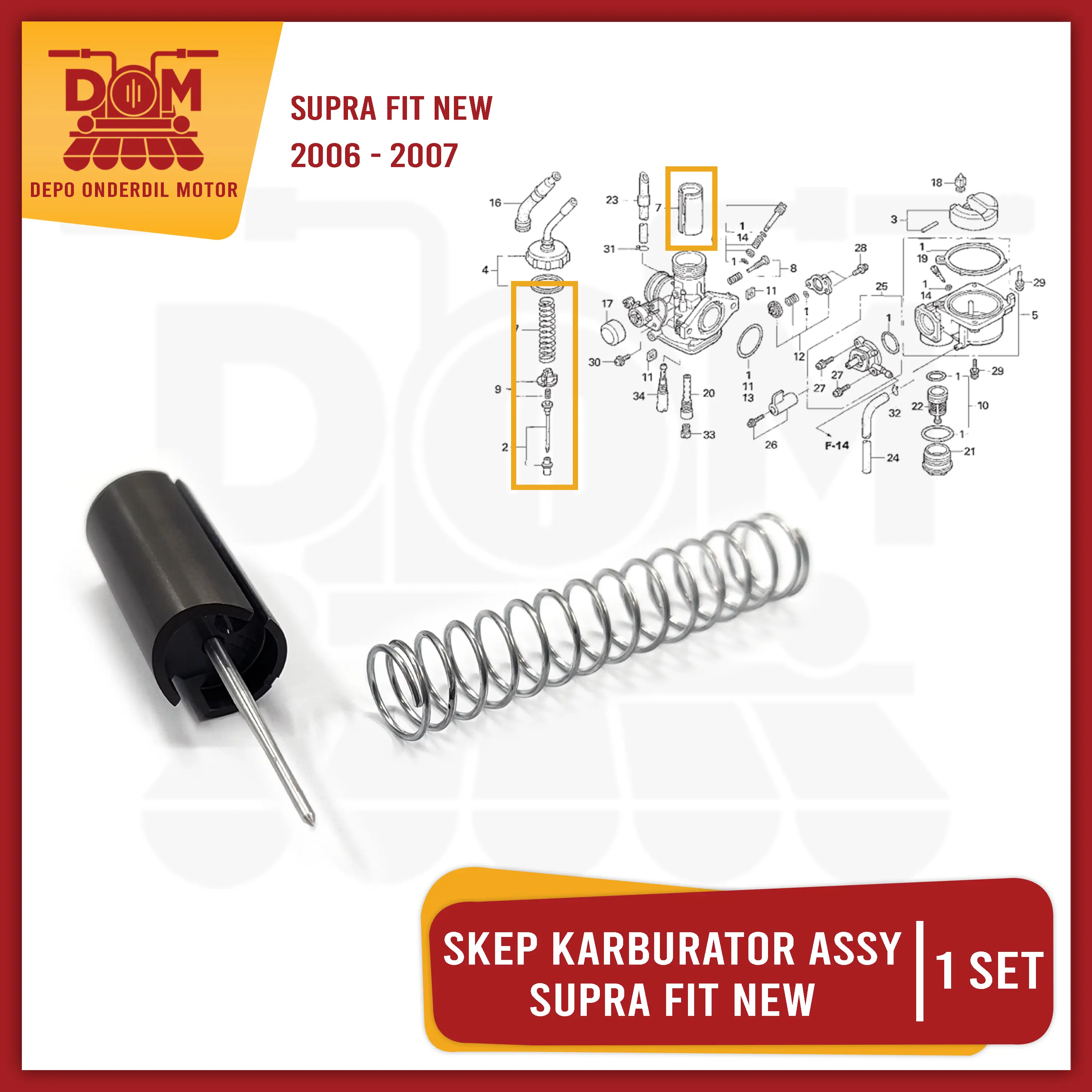 Skep Karburator Assy Supra Fit New 2005 (TOKAIDO) Sekep Karbu Komplit Set Piston Katup Gas Per Jarum Kancingan Motor Honda SupraFit Fit X Foto Asli Motorcycle