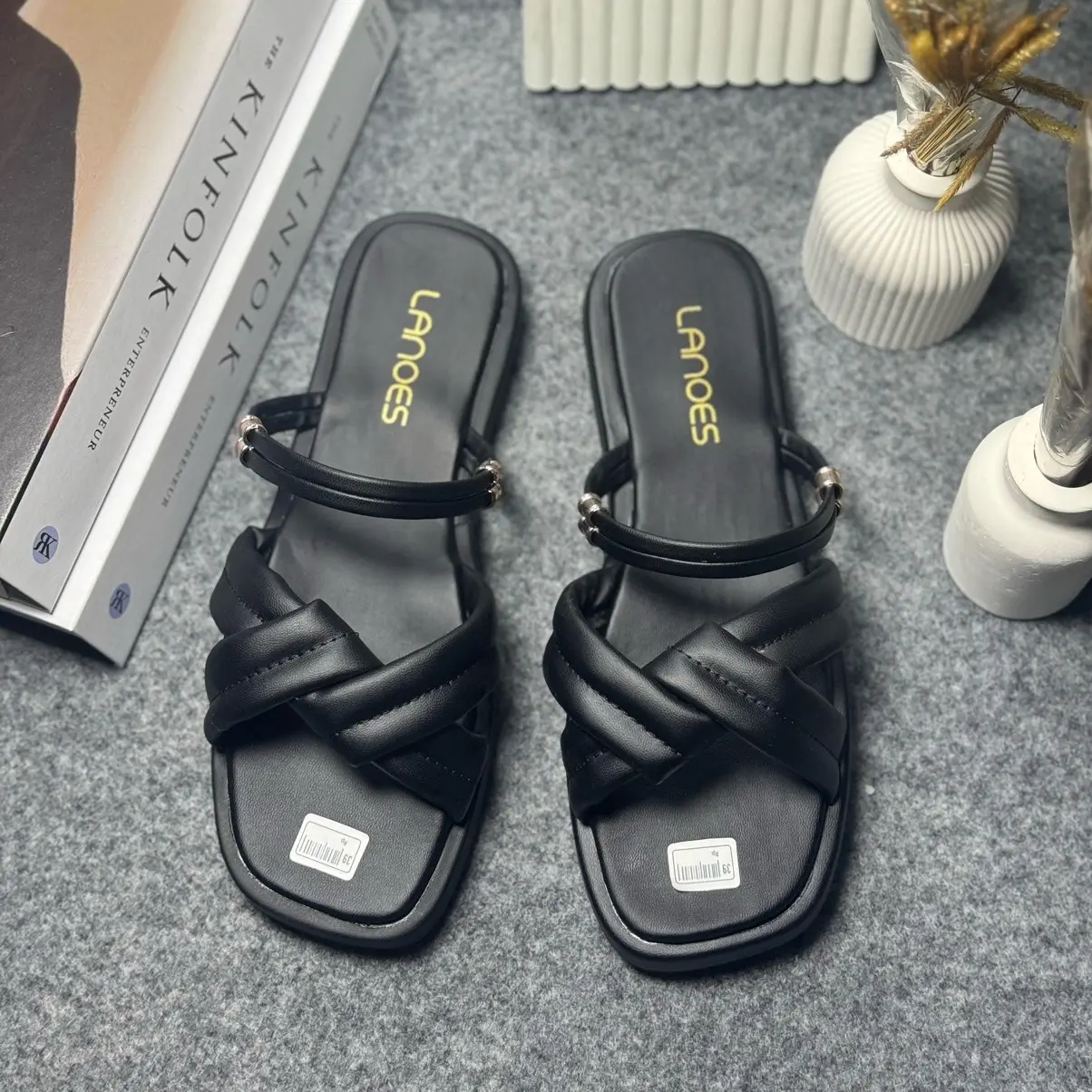 LANOES Sandal Platform Wanita Korean Style Terbaru Kekinian Antiselip S