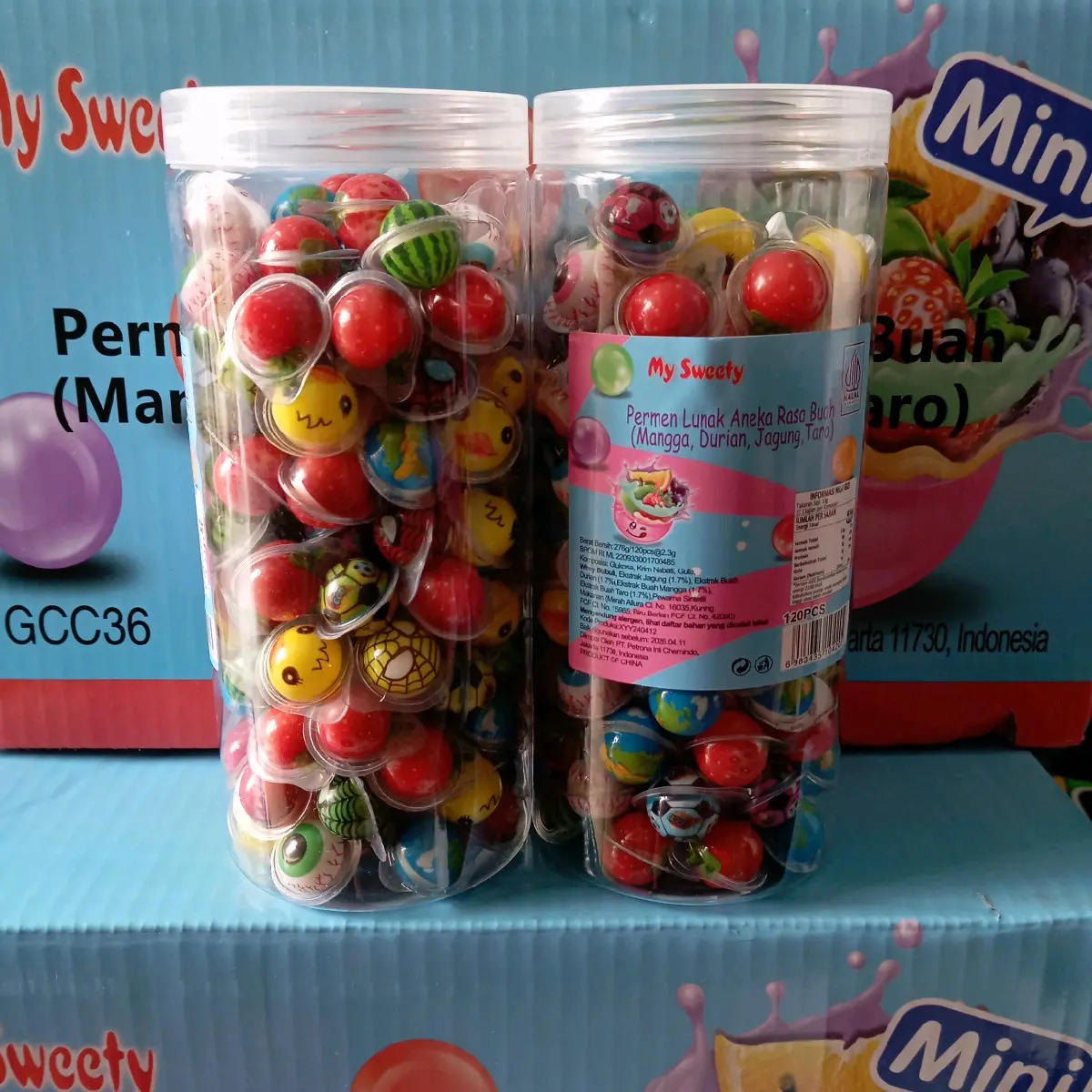 Permen Lunak Mini MY SWEETY toples tabung biru isi 120 pcs  Candy Snack