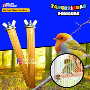 Tangkringan Kayu Pedicure Jepit Mur Baut Sangkar Kandang Burung Parrot Lovebird Parkit Fefarm