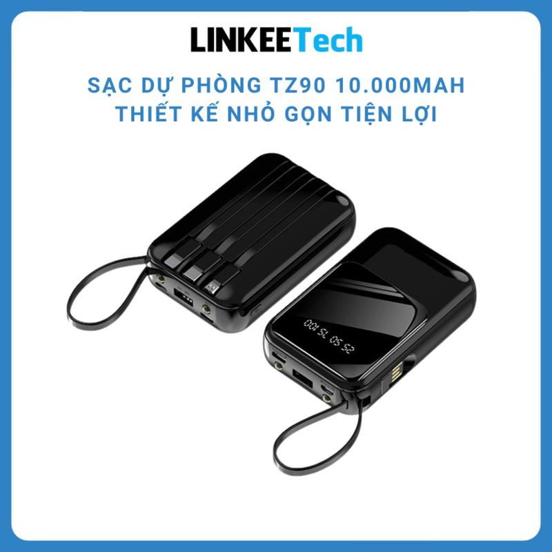 Sạc dự phòng 20000mAh sạc nhanh mini dung lượng lớn có sẵn nhiều dây sạc tích hợp đèn chiếu sáng Linkeetech