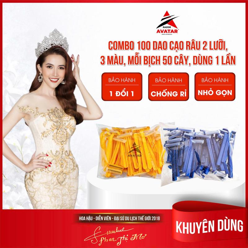 Combo 100 cây dao cạo râu Avatar, 2 lưỡi sắc bén, dùng 1 lần, chuyên khách sạn, xuất khẩu