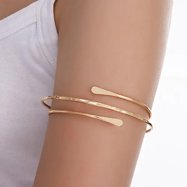Gelang Lengan Spiral Gold Wanita / Upper Armband Cuff Adjustable Gaya Retro Elegan jge144