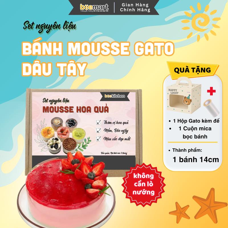 Set làm bánh gato Mousse hoa quả nhà Bee - Thành phẩm bánh 14cm nhiều vị - Tặng kèm hộp đựng cực xinh - Bánh ngọt ngon tự làm Cake