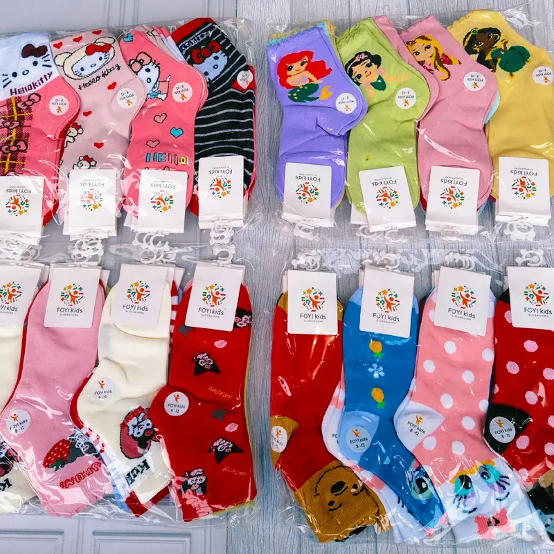 3 Pasang kaos kaki anak cewek perempuan tk sd  motif gambar lucu tebal nyaman Fashion 2