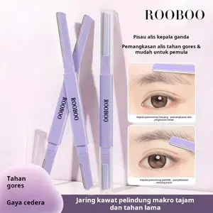 Alat cukur alis makro tajam dan halus berkepala ganda tipe portabel