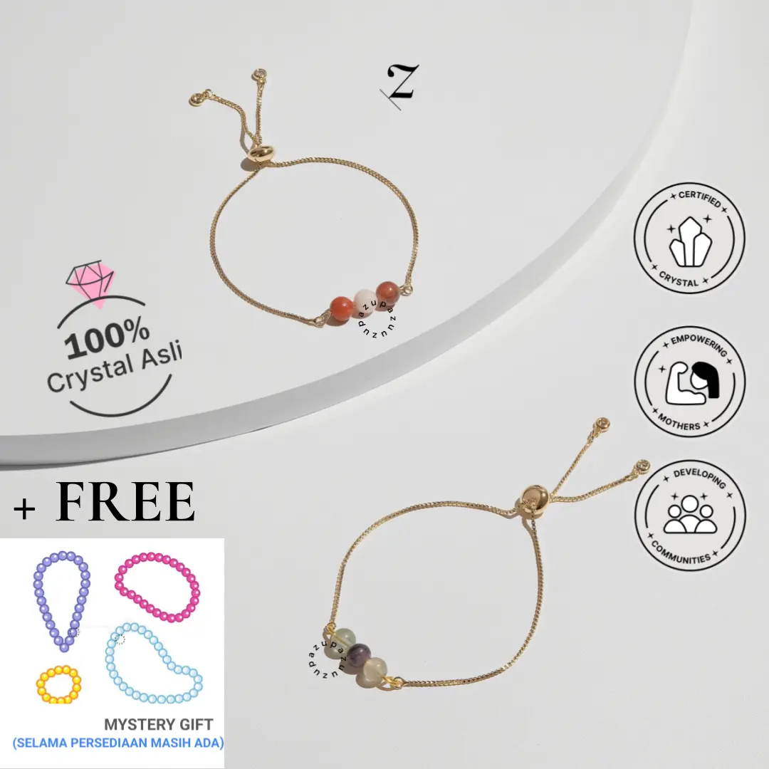 Zupazupazuu adjustable Regular Bracelet - Gelang Crystal Bracelet Platinum Silver Gold 6mm Wanita Pria  [Free Gift Kristal Gelang/Kalung/Cincin Random]