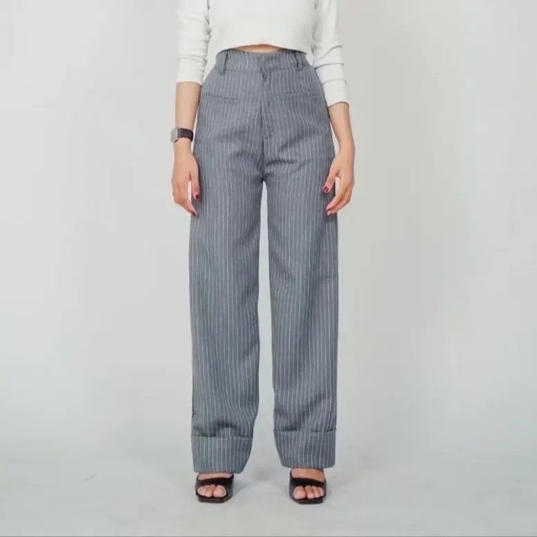 BEOM PANTS-Loose Pants Stripe Trouser Wanita 2