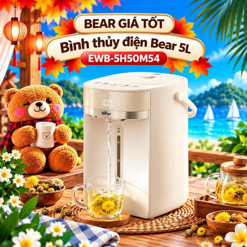 Bình Thủy Điện Bear 5L EWB-5H50M54 Đa Năng Giữ Nhiệt An Toàn Bảo Hành 18 Tháng