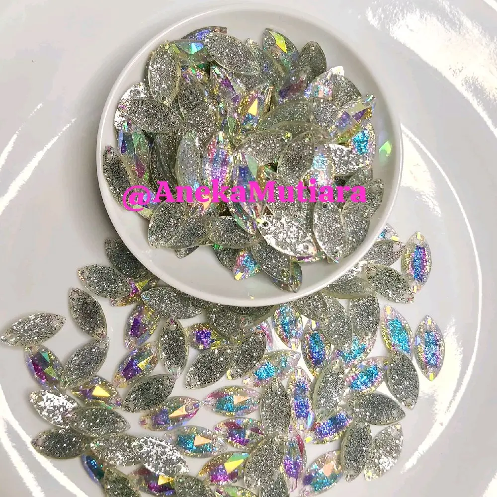 Payet Resin Gliter Ukuran 7x15 per 50 Butir - Hiasan Cantik untuk Dekorasi