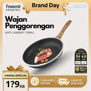 [SPECIAL CREHOM] freemir Wajan 24 Cm Penggorengan Anti Lengket Woody Marble Gagang Kayu