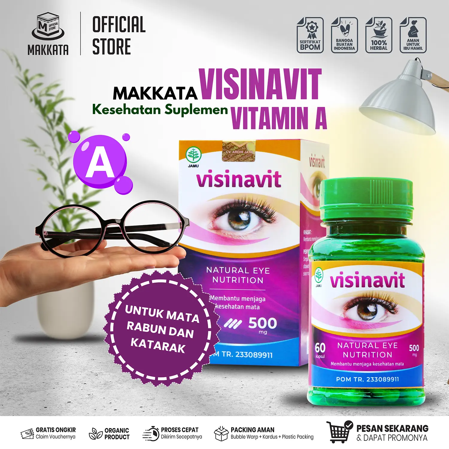 MAKKATA Vitamin Obat Mata Minus & Plus Sehat Mata Visinavit Membantu Mengatasi Mata Plus Minus