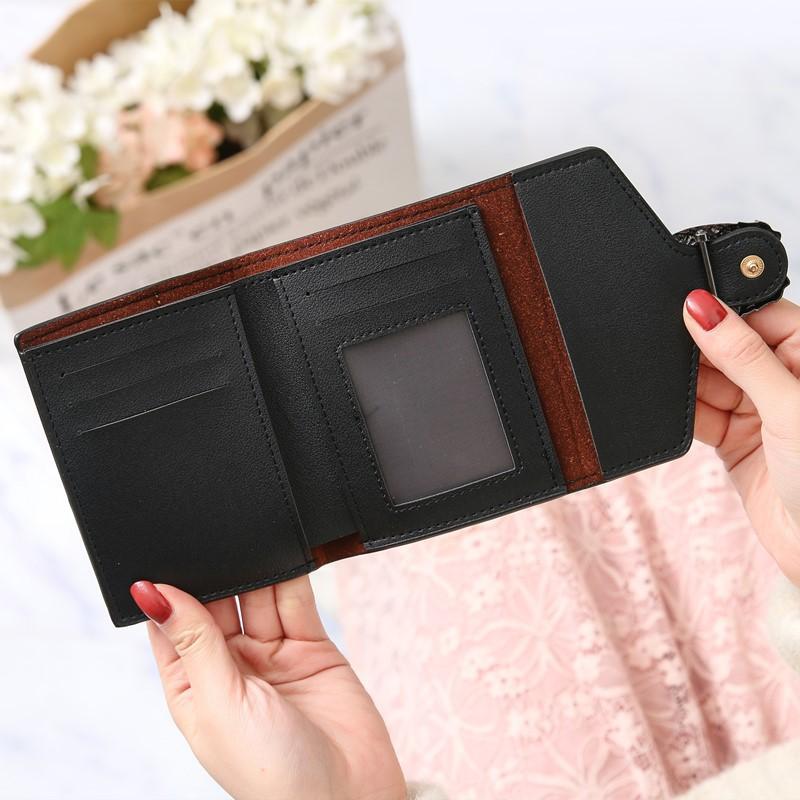 Túi xách, ví nữ, chủ thẻ, ví tiền xu, ví ngắn, các yếu tố nối thời trang, khóa cá nhân hóa, làm bằng da PU Wallet Kem 5
