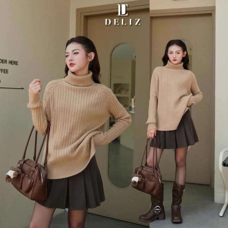 LIVE Áo len cổ lọ chất len cao cấp tông màu đa dạng DELIZ - AL43