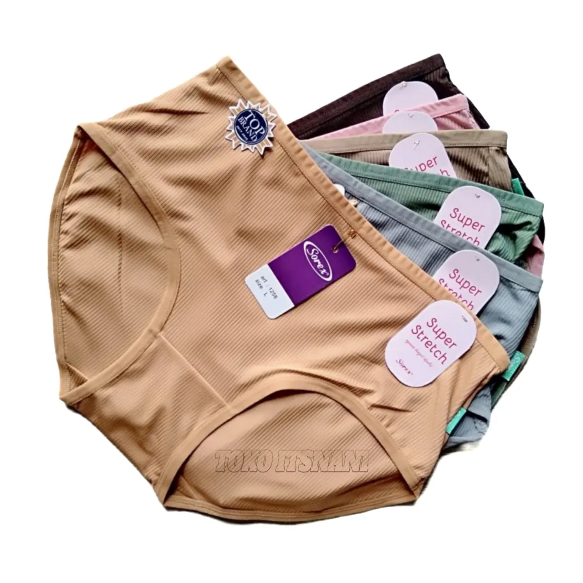 Cd Wanita Sorex 1258 Super Stretch | Celana Dalam Cewek Sorek Motif Garis Salur Timbul Harga Grosir Lusinan