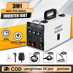 REAIM Mesin Las 3-IN-1 Welding Inverter MIG/MMA/TIG 120A Mesin Las Mig Tanpa Gas Mesin trafo las