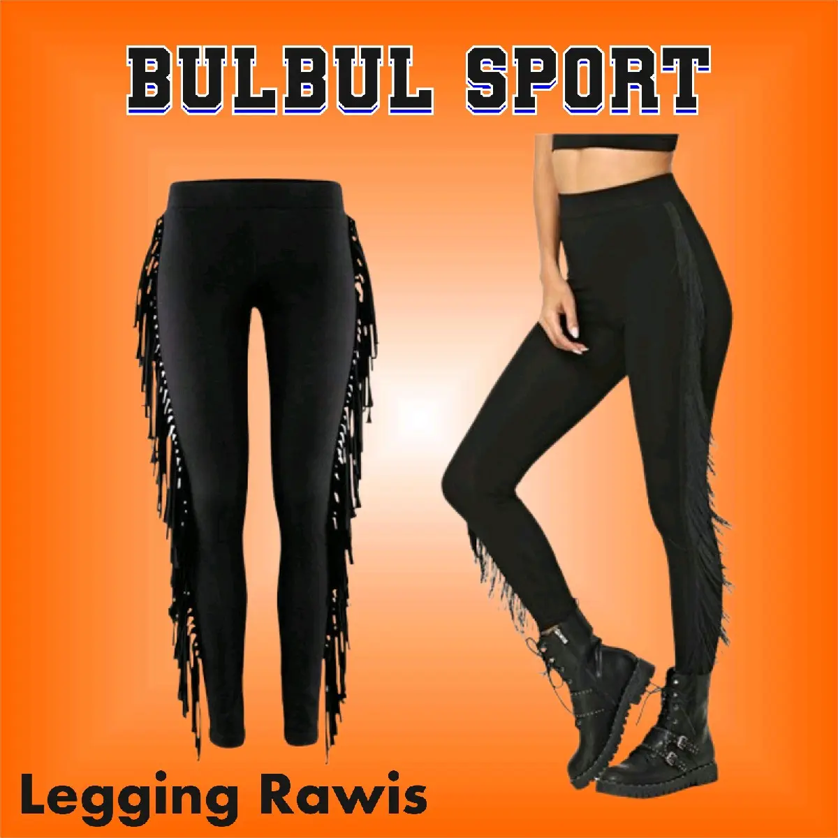 rawis  Hitam best seller Wanita legging panjang regular legging list samping