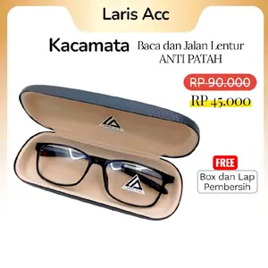 Laris Acc Kacamata Baca dan Jalan Doubel Lensa Plus Lentur Anti Patah Frame Hitam Coklat Bisa Untuk Laki-Laki Perempuan Uniseks Free Box