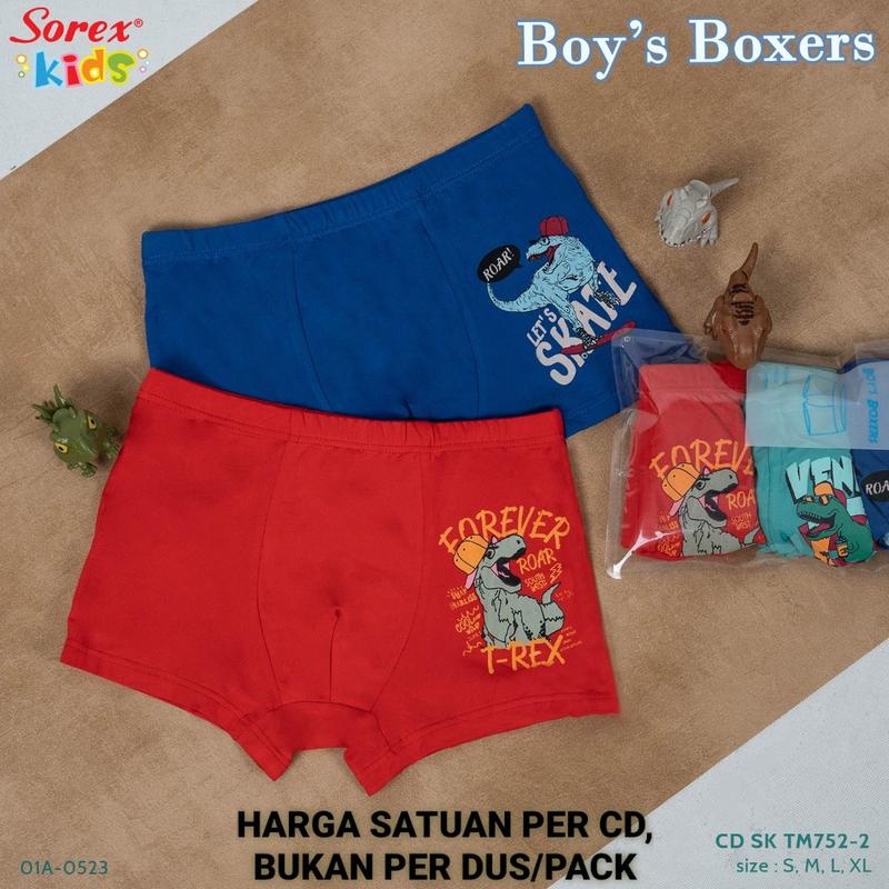 SOREX KIDS BOY SK TM 752-2 DINO SERIES - CD CELANA DALAM BOXER ANAK COWOK LAKI LAKI 2