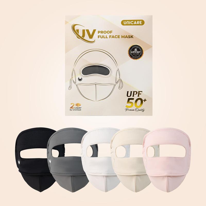Combo 2 Chiếc Khẩu trang chống nắng toàn mặt Full Face UNICARE, Khẩu trang UV- proof Full Face Mask chống tia UV 2 lớp chất liệu lụa mịn thoáng khí, quai đeo điều chỉnh phụ kiện che mặt