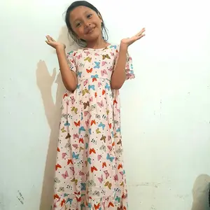 Moana Dress Junior 5-13Th Anak Rayon Viscose Adem Nyaman Fashion Motif Bunga Vintage Floral Pastel Estetik