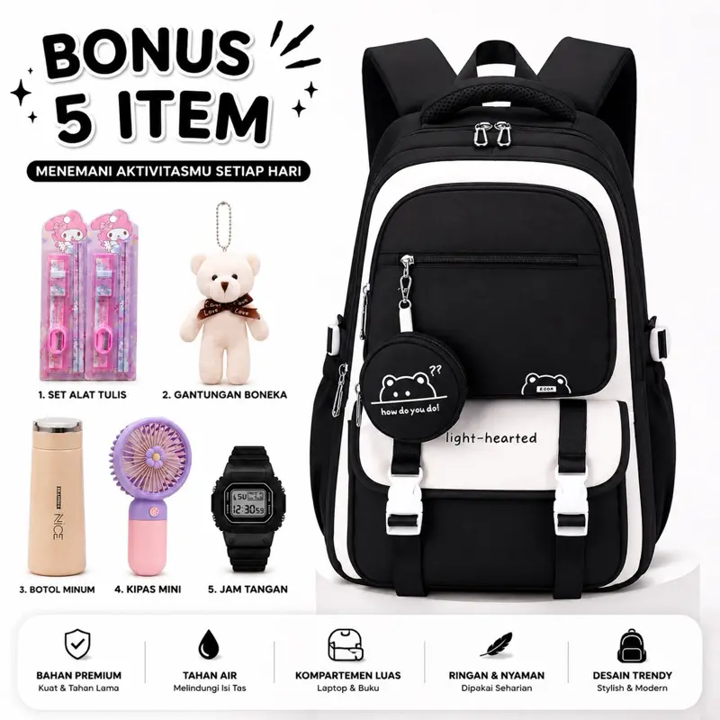 TAS RANSEL ANAK CASUAL MODEL IMPORT BACKPACK GENDONG SD SMP SMA FASHION TERBARU 2025