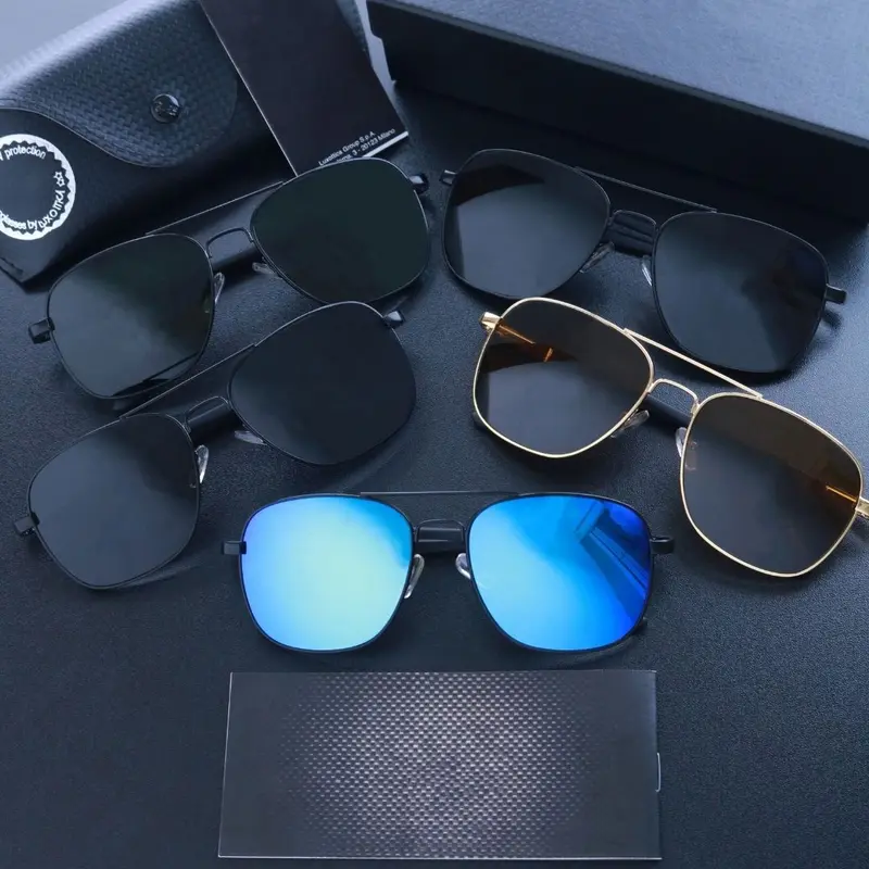 【Free Dompet&Lap】-【6103】Kacamata Hitam Original Fashion Pria, Lensa Kaca Asli Kacamata Cocok untuk Segala Bentuk Wajah Anti Sinar UV400 Protection Kaca mata Cowok Cewek Eyewear 4
