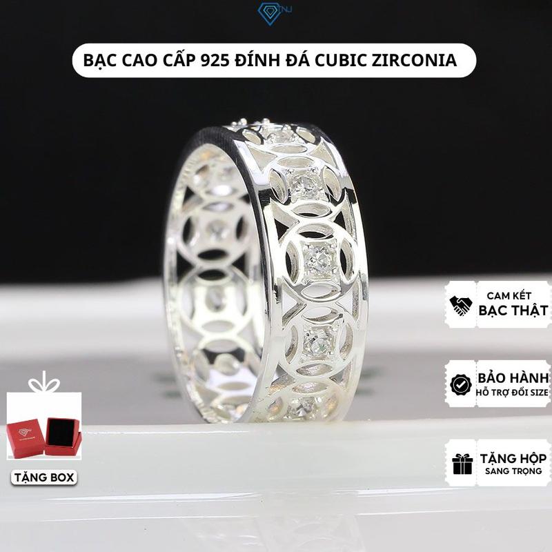 Nhẫn bạc kim tiền cho nam dính đá cá tính NNA0304 - Trang Sức TNJ