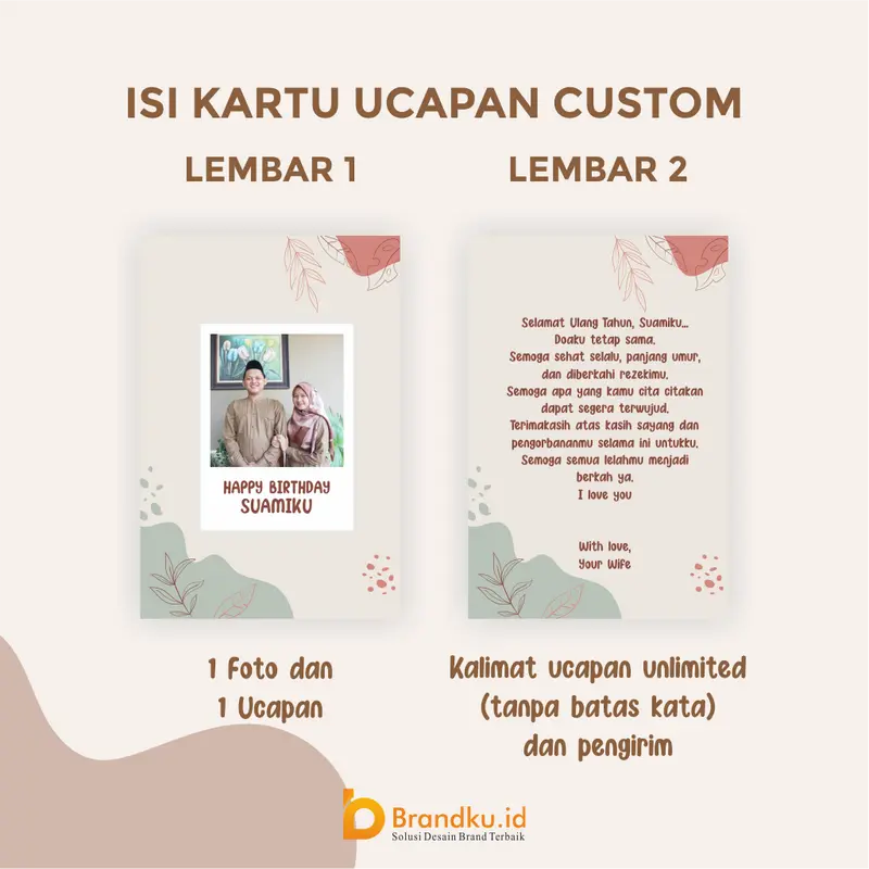 KARTU UCAPAN CUSTOM GREETING CARD CUSTOM KARTU UCAPAN ULANG TAHUN, WISUDA, ANNIVERSARY, PERNIKAHAN, KENANG KENANGAN, KELULUSAN, BEBAS TULIS KATA / KALIMAT, GREETING CARD CUSTOM BY BRANDKU.ID BRANDKU ID 1
