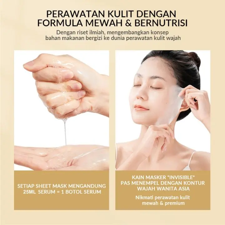 [ 10 PCS ] Masker Wajah Glowing Putih - Formula Alami / Hyaluronic Acid / Ekstra Tanaman - Varian Random 7