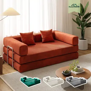 Nusahome Sofa Bed Lipat Minimalis Bahan Vacuum Anti Bau, Rangka Kuat & Sandaran Bisa Dilepas Sofa Bed Lembut COD