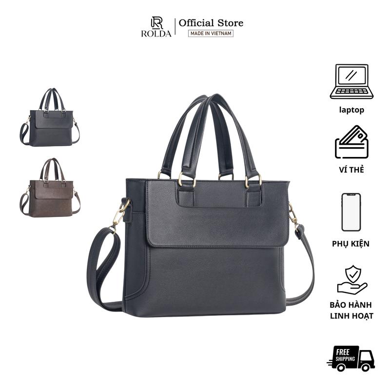 Túi Sách Da Công Sở Đựng Laptop 14 inch - Da PVC Cao Cấp Chống Nước Độ Bền Cao - ROLDA BAG