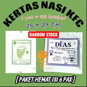 PAKET 6 PAX ~ ATG ~ Kertas Nasi KFC / Kertas MCD / Kertas Burger Kebab Kertas Bungkus Nasi Kertas minyak ISI 100 lembar PROMO !!!