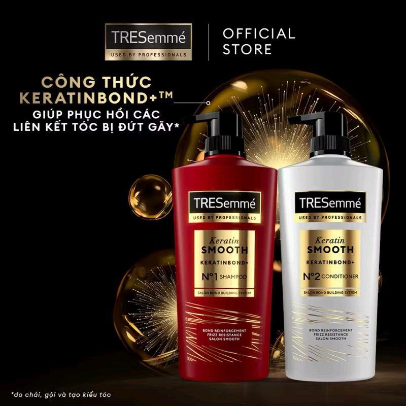 TRESemmé Combo Dầu Gội & Dầu Xả Keratin Smooth Karetin Bond+ Cho Tóc Khô Xơ Suông Mượt Công Thức KeratinBond+ 