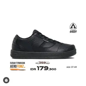 Aerostreet 37-44 hoops hitam - sepatu sneakers / back to school Pria