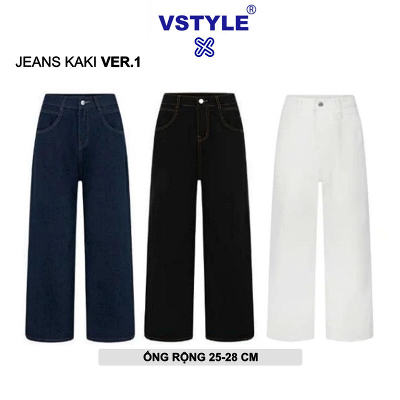 VSTYLE - Quần Kaki Jeans Suông Ống Rộng Wash Cạp Cao ,Form Rộng ,Quần Bò Ống Rộng Suông Lưng Cao Form Unisex Nam Nữ