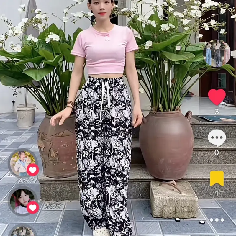 [Hàng đẹp ]Quần xuông lụa Mango Mặc xuân hè  thu thoáng mát cạp cao Ống Rộng!