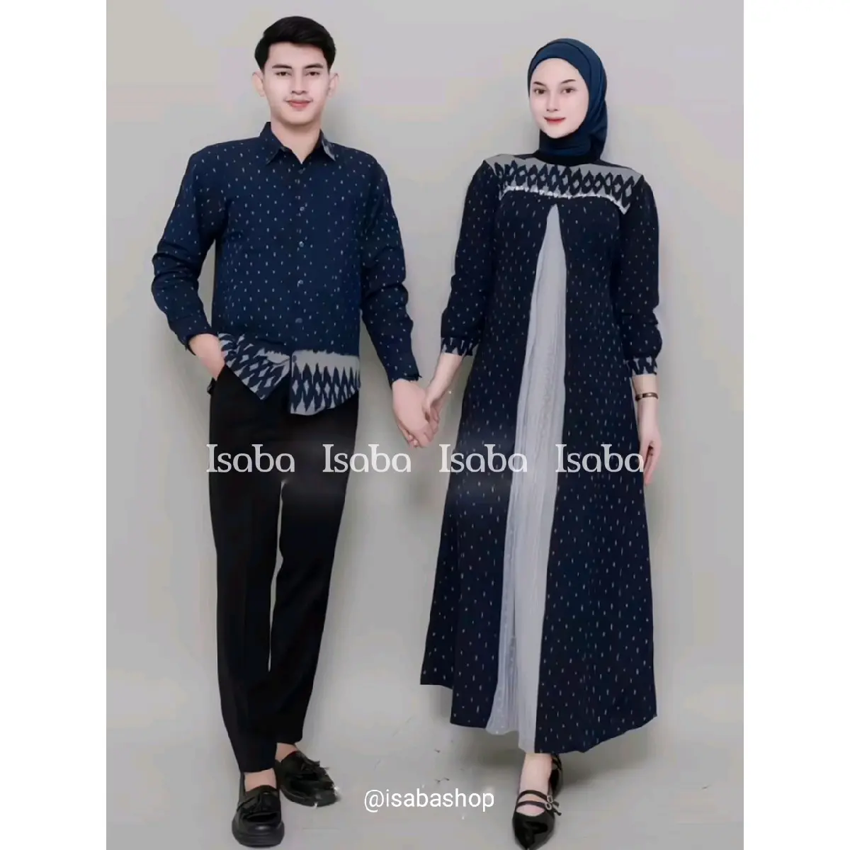Isaba Baju Couple Tenun Gamis Kondangan Lamaran Batik Pasangan Wanita Remaja Muslim Dress Setelan Pesta Dewasa Lebaran Sarimbit Panjang Atasan Polos Keluarga Kebaya
