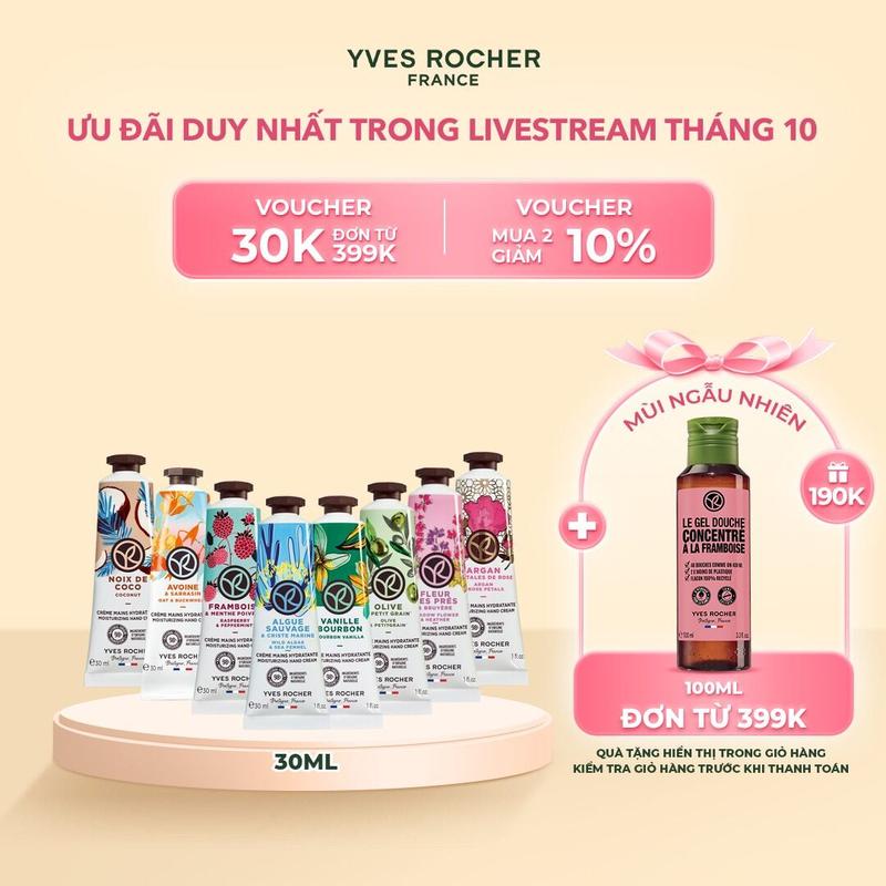 [Livestream] Kem Dưỡng Da Tay Yves Rocher Hand Cream 30ml (đa dạng mùi hương)