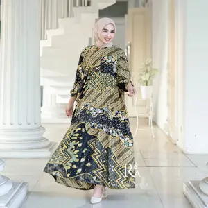 Dress Susun Dewasa Motif Sahira Bahan Katun Rayon Jumbo Busui By Batik R.A Muslim Wanita Gamis Panjang Maxi